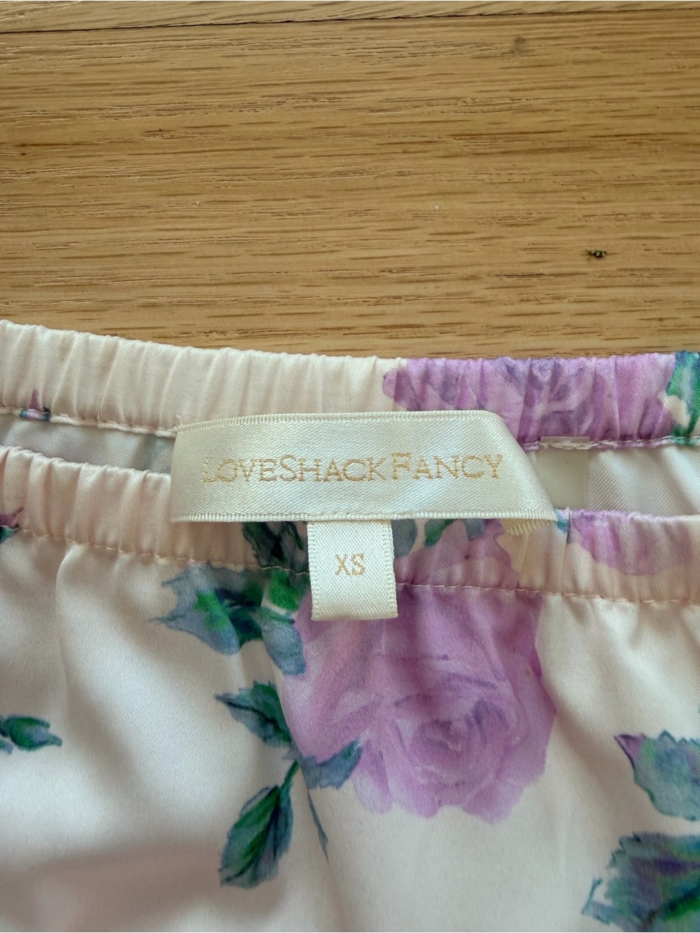 LoveShackFancy Cream Maxi Skirt with Lavender Rose Print - Picture 4 of 5